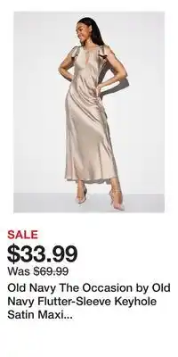 Old Navy Old Navy The Occasion by Old Navy Flutter-Sleeve Keyhole Satin Maxi Dress offer