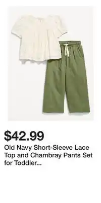Old Navy Old Navy Short-Sleeve Lace Top and Chambray Pants Set for Toddler Girls offer