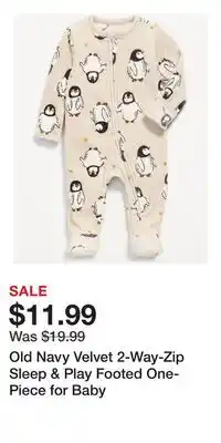 Old Navy Old Navy Velvet 2-Way-Zip Sleep & Play Footed One-Piece for Baby offer