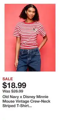 Old Navy Old Navy x Disney Minnie Mouse Vintage Crew-Neck Striped T-Shirt for Women offer