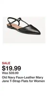 Old Navy Old Navy Faux-Leather Mary Jane T-Strap Flats for Women offer