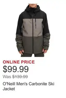 Costco O'Neill Men's Carbonite Ski Jacket offer