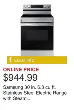 Costco Samsung 30 in. 6.3 cu ft. Stainless Steel Electric Range with Steam Clean and Built-in Wi-Fi offer