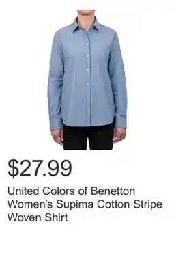 Costco United Colors of Benetton Women's Supima Cotton Stripe Woven Shirt offer