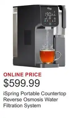 Costco iSpring Portable Countertop Reverse Osmosis Water Filtration System offer