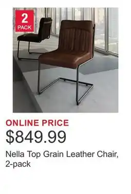 Costco Nella Top Grain Leather Chair, 2-pack offer