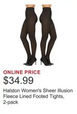 Costco Halston Women's Sheer Illusion Fleece Lined Footed Tights, 2-pack offer