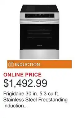 Costco Frigidaire 30 in. 5.3 cu ft. Stainless Steel Freestanding Induction Front Control Range with Air Fry offer