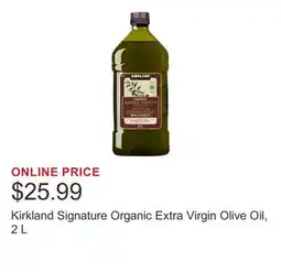 Costco Kirkland Signature Organic Extra Virgin Olive Oil, 2 L offer