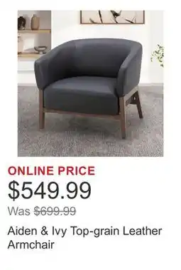 Costco Aiden & Ivy Top-grain Leather Armchair offer