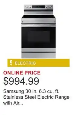 Costco Samsung 30 in. 6.3 cu. ft. Stainless Steel Electric Range with Air Fry and Built-in Wi-Fi offer