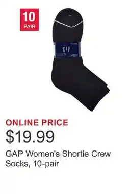 Costco GAP Women's Shortie Crew Socks, 10-pair offer