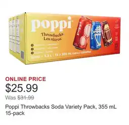 Costco Poppi Throwbacks Soda Variety Pack, 355 mL 15-pack offer
