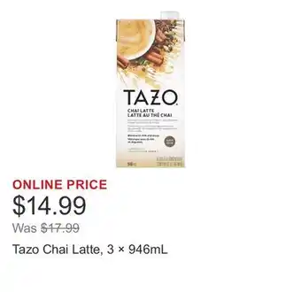Costco Tazo Chai Latte, 3 × 946mL offer