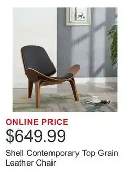 Costco Shell Contemporary Top Grain Leather Chair offer