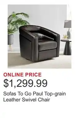 Costco Sofas To Go Paul Top-grain Leather Swivel Chair offer