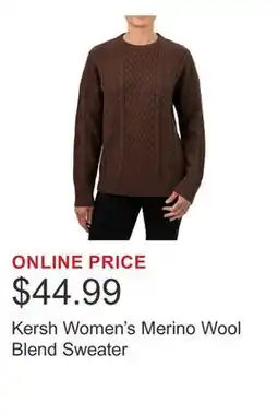 Costco Kersh Women's Merino Wool Blend Sweater offer