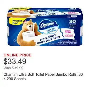 Costco Charmin Ultra Soft Toilet Paper Jumbo Rolls, 30 × 200 Sheets offer