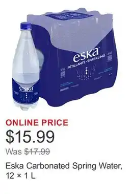 Costco Eska Carbonated Spring Water, 12 × 1 L offer