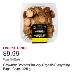 Costco Schwartz Brothers Bakery Organic Everything Bagel Chips, 425 g offer