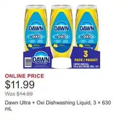 Costco Dawn Ultra + Oxi Dishwashing Liquid, 3 × 630 mL offer