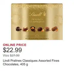 Costco Lindt Pralines Classiques Assorted Fines Chocolates, 405 g offer