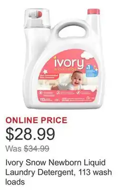 Costco Ivory Snow Newborn Liquid Laundry Detergent, 113 wash loads offer