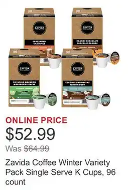 Costco Zavida Coffee Winter Variety Pack Single Serve K Cups, 96 count offer