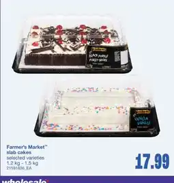 Wholesale Club Farmer's Market slab cakes offer