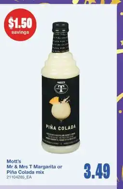 Wholesale Club Mott's Mr & Mrs T Margarita or Pina Colada mix offer