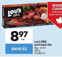 Giant Tiger Lou's BBQ pork back ribs offer