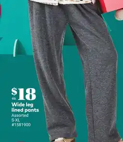 Giant Tiger Wide leg lined pants offer