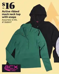 Giant Tiger Acx Active ribbed mock neck top with snaps offer