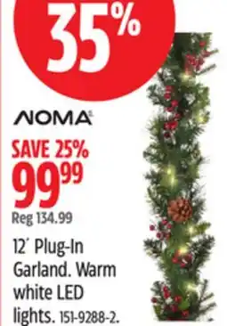 Canadian Tire 12´ Plug-In Garland. Warm white LED lights offer