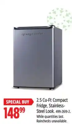 Canadian Tire 2.5 Cu-Ft Compact Fridge, Stainless- Steel Look offer