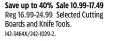 Canadian Tire Selected Cutting Boards and Knife Tools offer