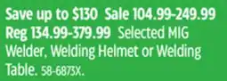 Canadian Tire Selected MIG Welder, Welding Helmet or Welding Table offer