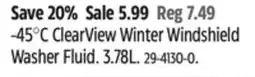 Canadian Tire Rain-X -45°C ClearView Winter Windshield Washer Fluid offer