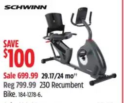 Canadian Tire SCHWINN 30 Recumbent Bike offer
