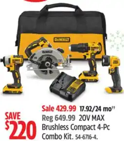 Canadian Tire 20V MAX Brushless Compact 4-Pc Combo Kit offer
