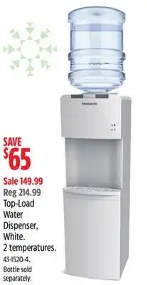 Canadian Tire Top-Load Water Dispenser, White. 2 temperatures offer