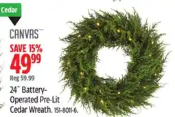 Canadian Tire 24˝ Battery- Operated Pre-Lit Cedar Wreath offer