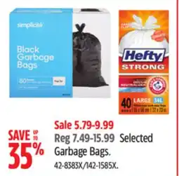 Canadian Tire Simplicité Selected Garbage Bags offer