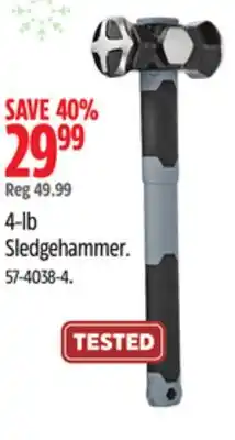 Canadian Tire 4-lb Sledgehammer offer