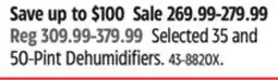 Canadian Tire NOMA Selected 35 and 50-Pint Dehumidifiers offer