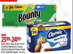 Canadian Tire Charmin Bathroom Tissue, 24-Pk or Bounty Paper Towel, 8-Pk. Selected types offer