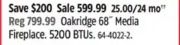 Canadian Tire CANVAS Oakridge 68˝ Media Fireplace offer