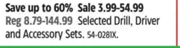Canadian Tire Selected Drill, Driver and Accessory Sets offer