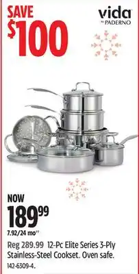 Canadian Tire Vida by PADERNO 12-Pc Elite Series 3-Ply Stainless-Steel Cookset. Oven safe offer