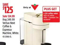 Canadian Tire Nespresso Vertuo Next Coffee & Expresso Maker, White offer